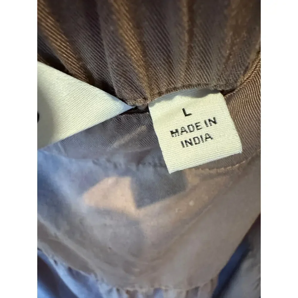 The Drop Taupe Tiered Maxi Dress Women’s Large Sleeveless Cotton Blend